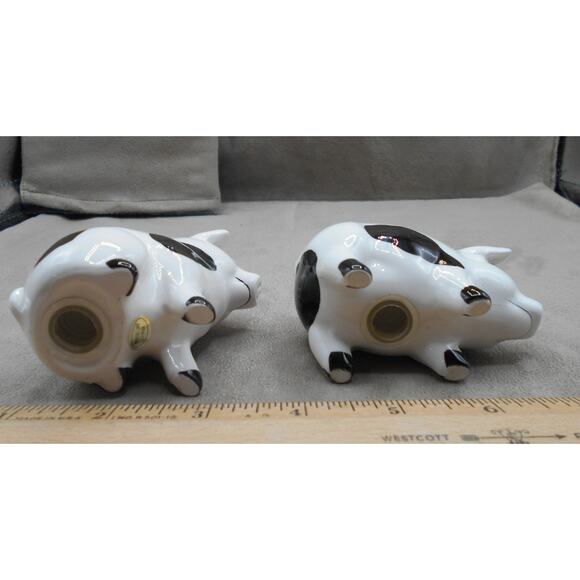 Ceramic Pig Salt & Pepper Shakers White with Black Spots Farm Decor - Picture 7 of 8